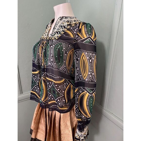 NIeves Lavi Stunning Sheer Silk Tunic W/ Intricate Beading & Original Pattern XS - Picture 3 of 8